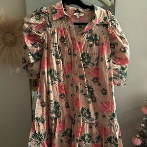 Entro Floral Pink and Green Dress